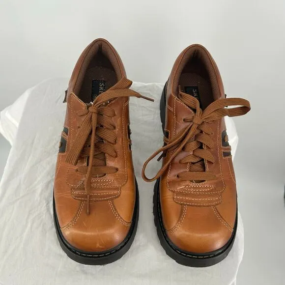Vintage y2k Women's Brown Skechers Jammer Oxford Chunky Platform Shoes Sz 9
