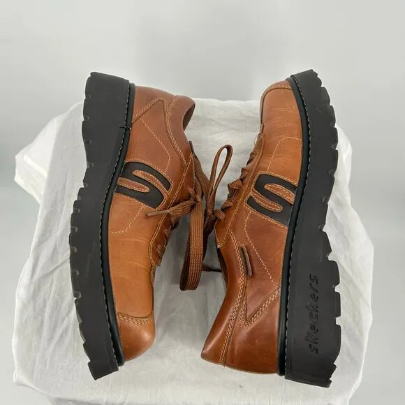 Vintage y2k Women's Brown Skechers Jammer Oxford Chunky Platform Shoes Sz 9