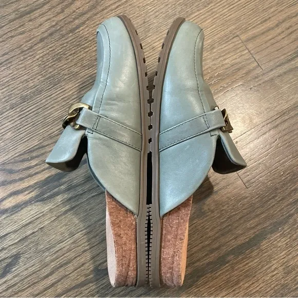 VIONIC Georgie Green Leather Slip On Flat Mules Shoes Women’s 8.5
