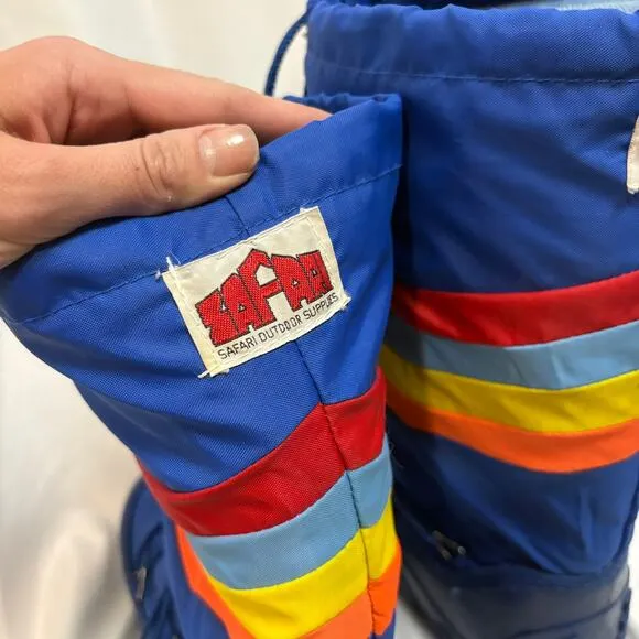Vtg 80's Moon Boots Safari Outdoor Supplies Retro Rainbow Boots Vintage Rare
