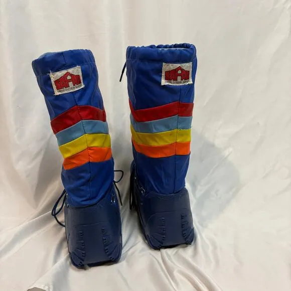 Vtg 80's Moon Boots Safari Outdoor Supplies Retro Rainbow Boots Vintage Rare