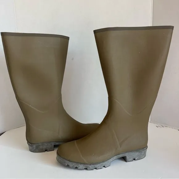 VTG Banana Republic Travel And Safari Co.Brown Rubber Rain Boots Men Size 10 New