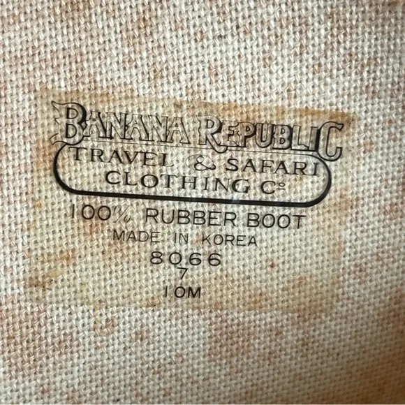 VTG Banana Republic Travel And Safari Co.Brown Rubber Rain Boots Men Size 10 New