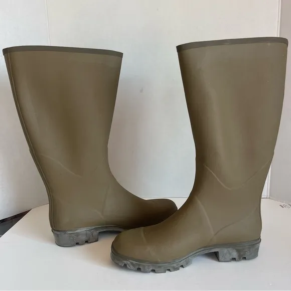 VTG Banana Republic Travel And Safari Co.Brown Rubber Rain Boots Men Size 10 New