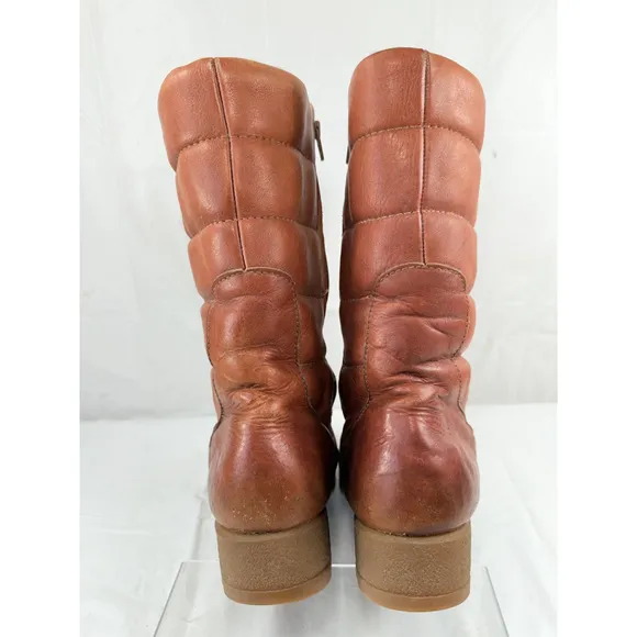 VTG Blondo BOOT Canada Shearling Lined TAN Leather Wedge SIZE 10