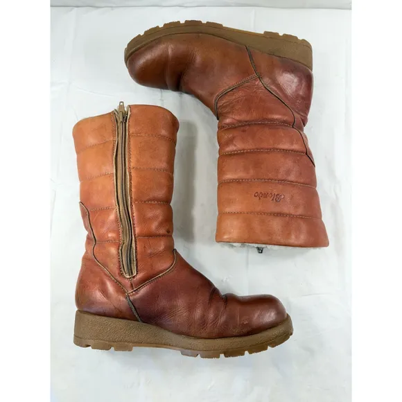 VTG Blondo BOOT Canada Shearling Lined TAN Leather Wedge SIZE 10
