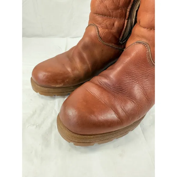 VTG Blondo BOOT Canada Shearling Lined TAN Leather Wedge SIZE 10