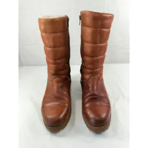 VTG Blondo BOOT Canada Shearling Lined TAN Leather Wedge SIZE 10