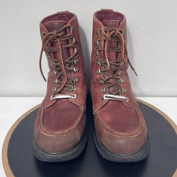 VTG Cabela's Upland Hunting Leather Boots Men 10D Red Waterproof Hiking Y2K