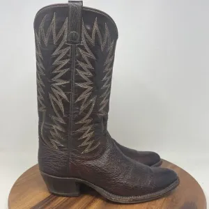VTG Dan Post Western Boots Mens 7.5 D Cowboy Mid Calf Brown Leather Almond Toe