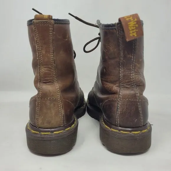 VTG Dr Martens Doc Boots Women UK3 US5 Brown Leather 1460 England Distressed