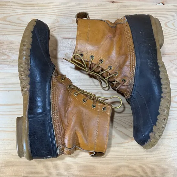 VTG LL Bean 8” Unlined Maine Hunting Shoe Duck Boots Men’s 10 Tan Brown