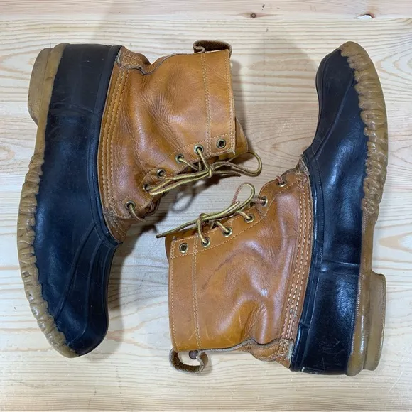VTG LL Bean 8” Unlined Maine Hunting Shoe Duck Boots Men’s 10 Tan Brown