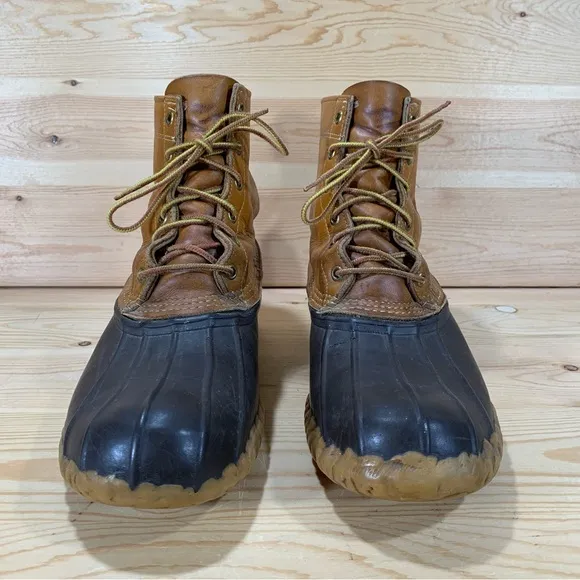VTG LL Bean 8” Unlined Maine Hunting Shoe Duck Boots Men’s 10 Tan Brown