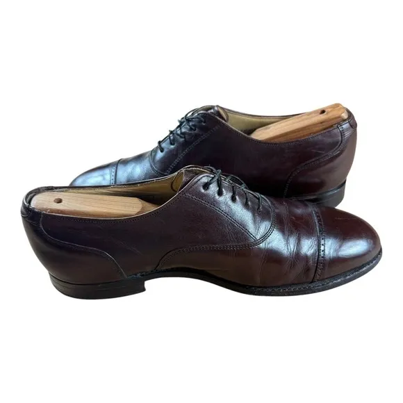 Vtg Stetson Cognac Leather‎ Oxford Cap Toe Dress Shoes 9.5