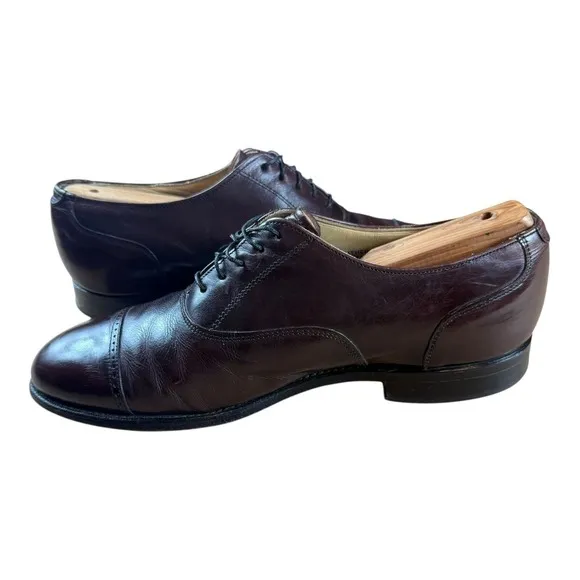 Vtg Stetson Cognac Leather‎ Oxford Cap Toe Dress Shoes 9.5