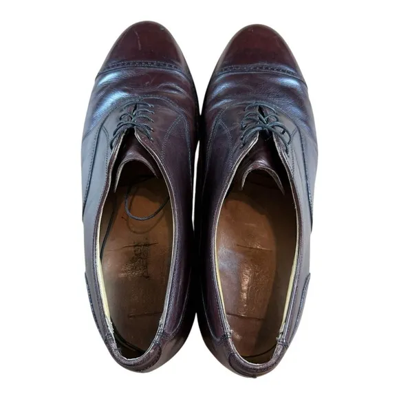 Vtg Stetson Cognac Leather‎ Oxford Cap Toe Dress Shoes 9.5