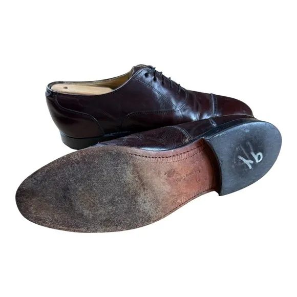 Vtg Stetson Cognac Leather‎ Oxford Cap Toe Dress Shoes 9.5