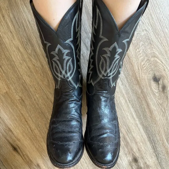 Vtg Tony Lama Ostrich Boots