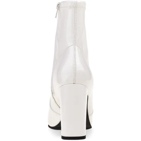 Wild Pair  Womens Becci White Patent Zipper Pointed Toe Booties Shoes white 5M