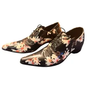 Wolf Valley Pointed Toe Leather Brogue Floral Oxfords in EUC Size 43