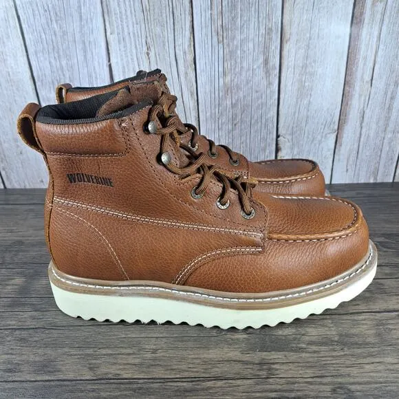 Wolverine Moc Toe 6&quot; Work Boots Steel Toe EH Brown Tan Men's Sz 8.5 Extra Wide