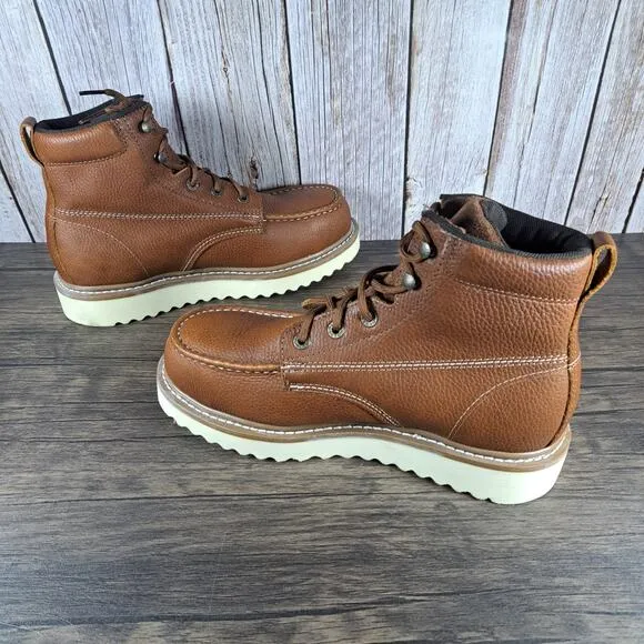 Wolverine Moc Toe 6&quot; Work Boots Steel Toe EH Brown Tan Men's Sz 8.5 Extra Wide