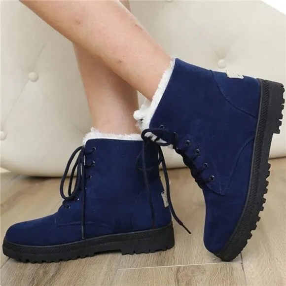 Women Boots Warm Fur Ankle Boots For Women Winter Boots Black Heels Snow Botas