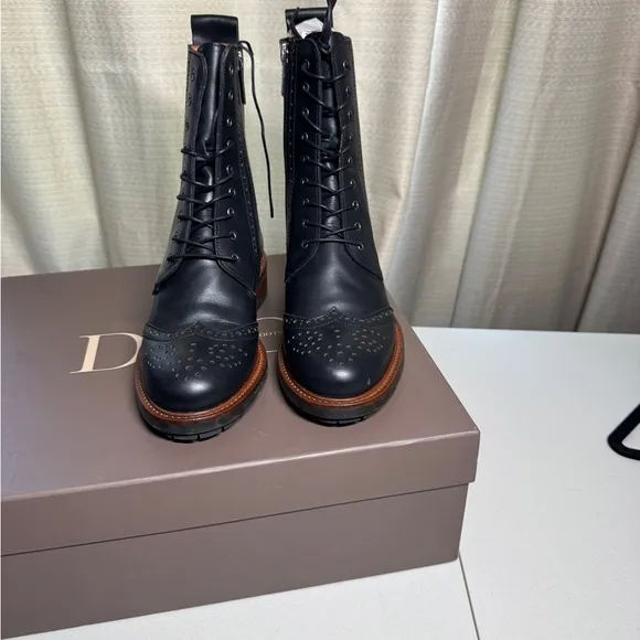 Women’s Duo Balla Oxford Black Leather Lace-Up Boots