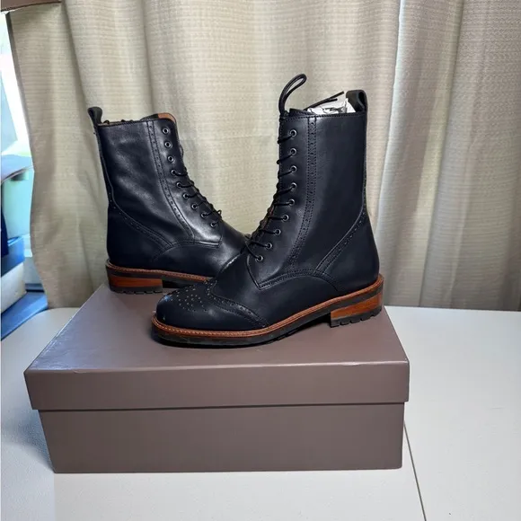 Women’s Duo Balla Oxford Black Leather Lace-Up Boots