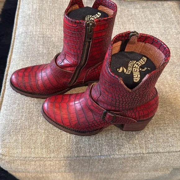 Women’s Freebird Red Croc-Embossed Boots