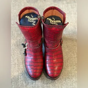 Women’s Freebird Red Croc-Embossed Boots