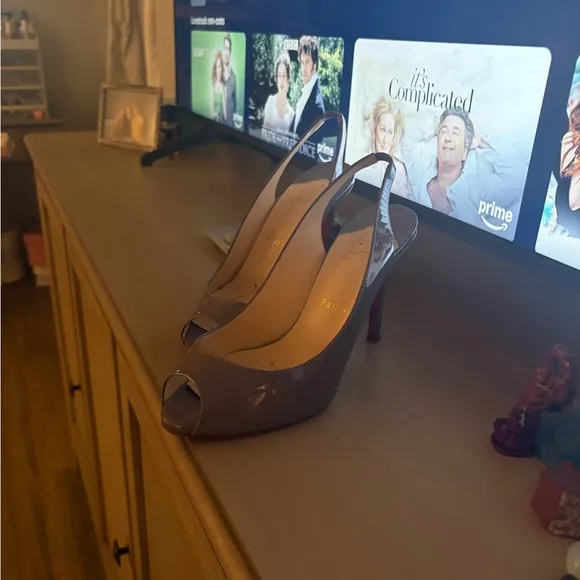 Women's Gray Peep-Toe Slingback Heels