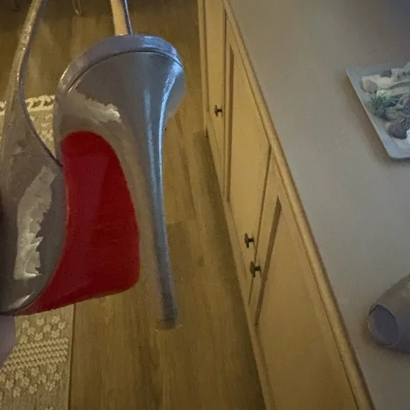 Women's Gray Peep-Toe Slingback Heels