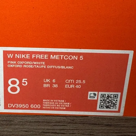 Women’s Nike Free Metcon 5 Pink Oxford Training Shoes DV3950-600 Size 8.5