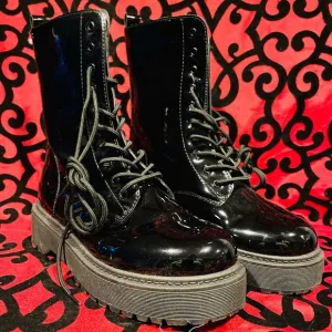 Women’s Patent Leather Combat Boots