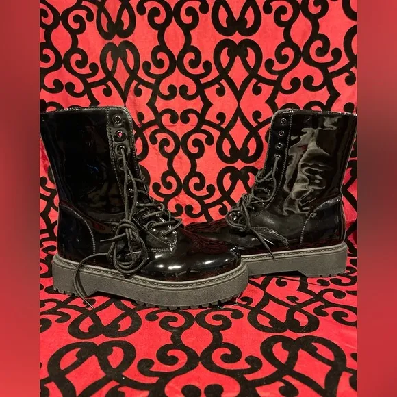 Women’s Patent Leather Combat Boots