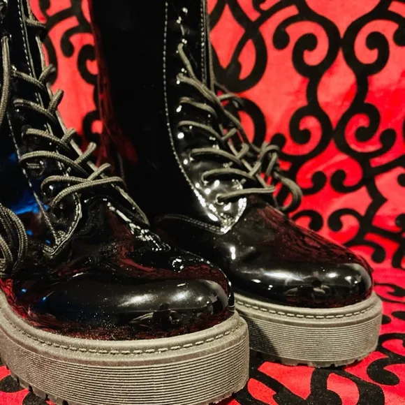 Women’s Patent Leather Combat Boots
