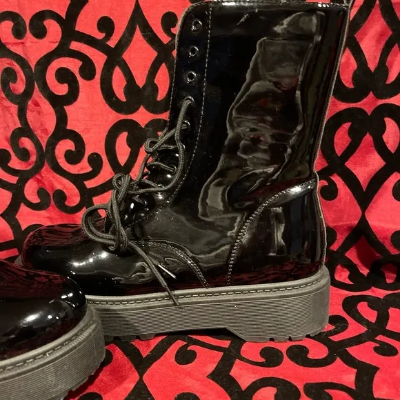 Women’s Patent Leather Combat Boots