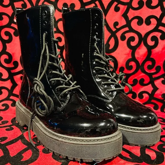 Women’s Patent Leather Combat Boots