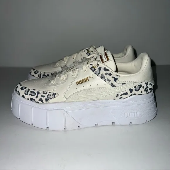 WOMEN'S PUMA MAYZE STACKED EDGY LEOPARD PLATFORM CASUAL SHOES 5.5 Cheetah