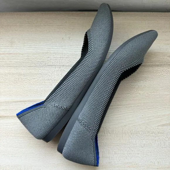 Womens ROTHYS Pointed Toe Flat Shoes BlackWhite Geometric W7