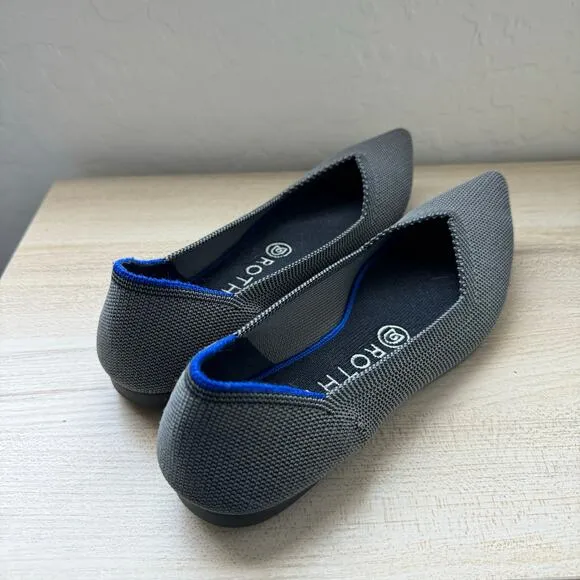 Womens ROTHYS Pointed Toe Flat Shoes BlackWhite Geometric W7