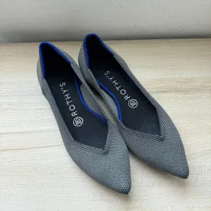 Womens ROTHYS Pointed Toe Flat Shoes BlackWhite Geometric W7