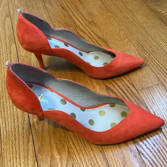 Women's Suede Pointed Toe Wave Edge Stiletto Heel Pumps Shoes Sz 41 US 10