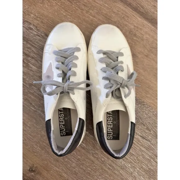 Women's Superstar Sneakers Leather Star‎ Accent Casual Shoes Size 39