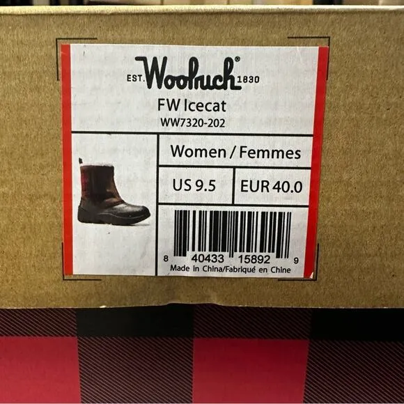 Woolrich Boots Womens 9.5 Full Wooly Icecat Plaid Leather Winter Duckboot