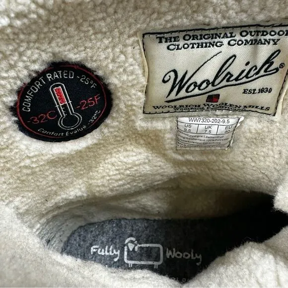 Woolrich Boots Womens 9.5 Full Wooly Icecat Plaid Leather Winter Duckboot