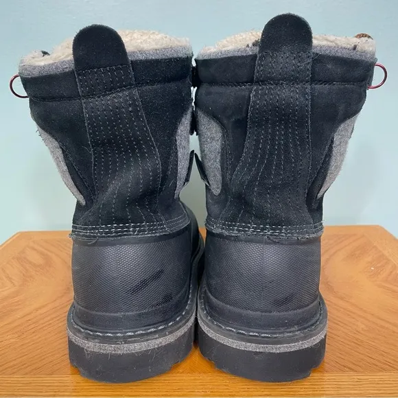 Woolrich Men Snow Boots Waterproof Comfort Rated -25 Black Wool Leather Size 12
