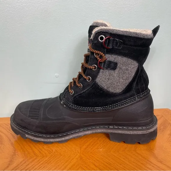 Woolrich Men Snow Boots Waterproof Comfort Rated -25 Black Wool Leather Size 12